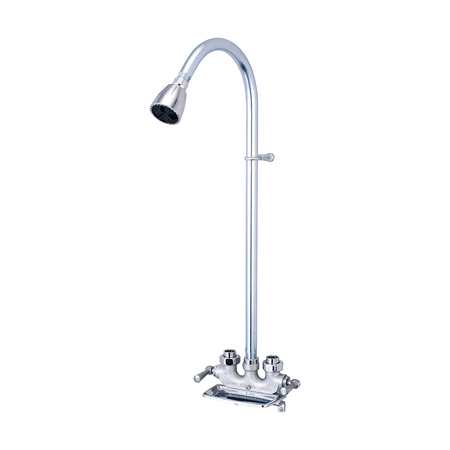 CENTRAL BRASS Two Handle Utility Shower, IP, Cooper Sweat, Wallmount, Rough Chrome 0477-RC